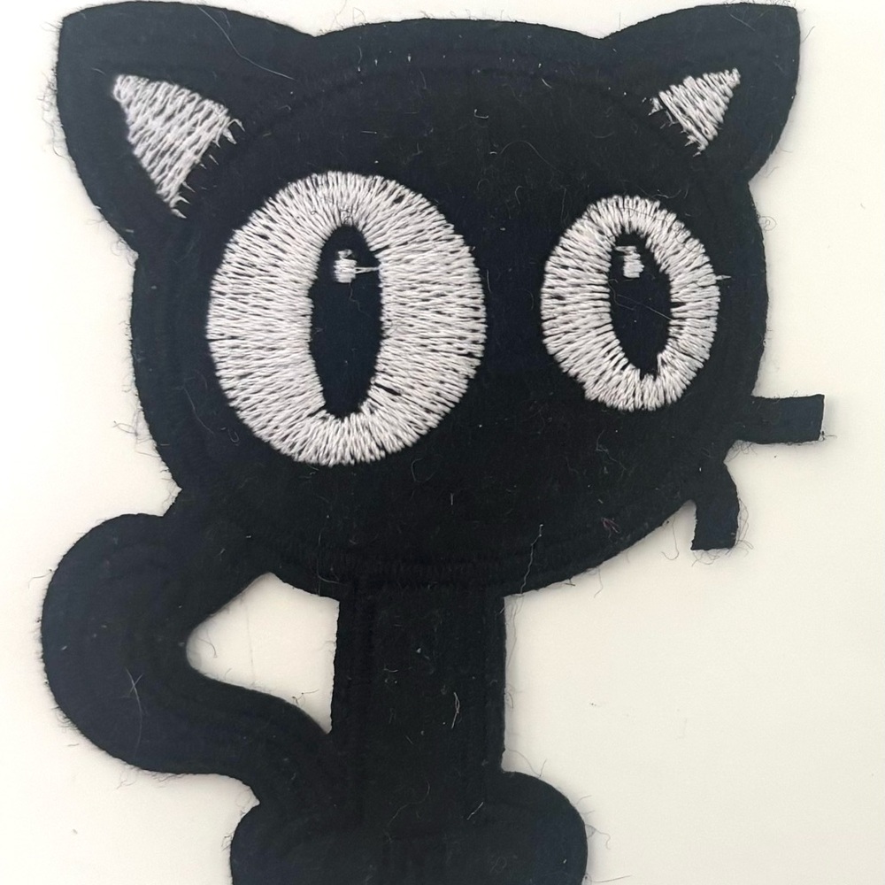 Patches Black White Cat Kittens Iron On Sew On Cartoon Character Pet huge Eyes